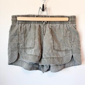Express | Army Green Distressed Cargo Shorts